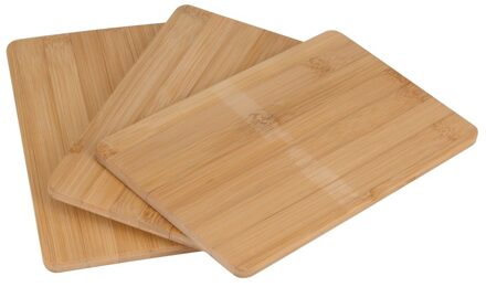 3x Snijplanken/broodplanken bamboe hout rechthoek 22 cm - Snijplanken Bruin