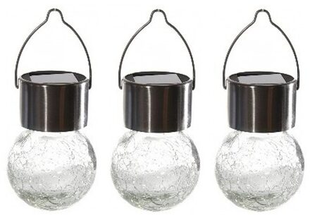 3x solar party verlichting hanger voor buiten - 13 cm - led-verlichting - tuinverlichting