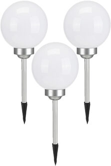 3x solar tuinlamp/prikspot bol met roterende functie op zonne-energie 20 cm