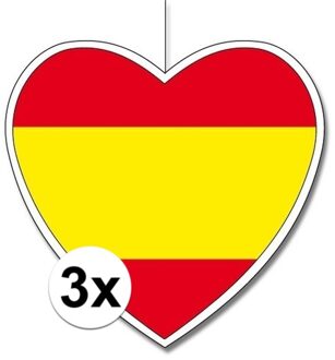 3x Spanje hangdecoratie harten 14 cm