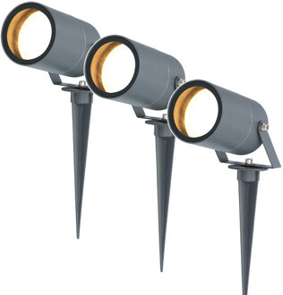 3x Spikey dimbare LED prikspot aluminium antraciet excl. GU10 spot IP65 waterdicht 3 jaar garantie