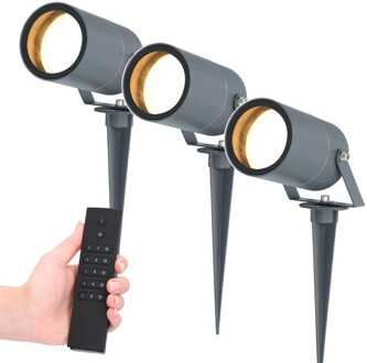 3x Spikey LED Prikspot Antraciet IP65 GU10
