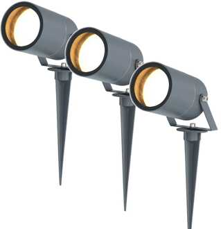 3x Spikey LED Prikspot Antraciet IP65 GU10