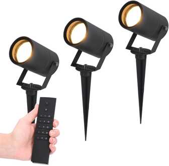 3x Spikey LED Prikspot Zwart IP65 GU10