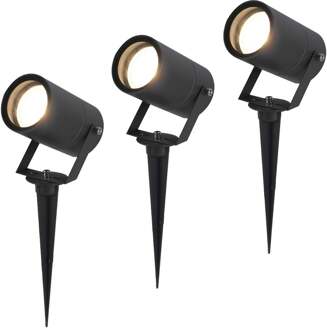 3x Spikey LED Prikspot Zwart IP65 GU10