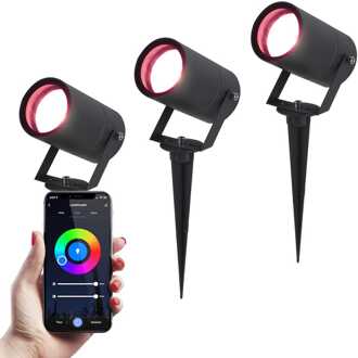 3x Spikey RGBWW WiFi+Bluetooth Zwart