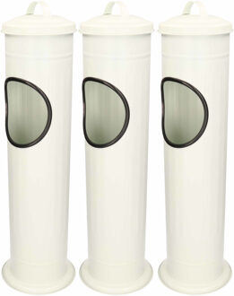 3x Staande asbakken met afvalbakje en deksel wit 60 cm - Rookruimte - Terrasasbak - Rokers toebehoren - Rokersbenodigdheden - Rookaccessoires - Asbakken met prullenbakje