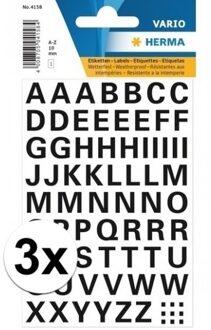 3x Stickervellen letters zwart 10 mm 65x