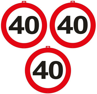 3x stuks 40 Jaar verkeersbord deurborden 47 cm van karton