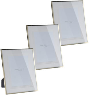 3x stuks aluminium fotolijst goud geschikt voor een foto van 13 x 18 cm - Fotolijsten Goudkleurig