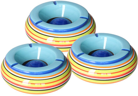 3x stuks asbak in mooie blauwe kleuren combinatie van 19 cm - Action products