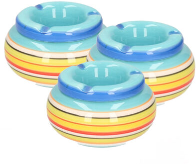 3x stuks asbak in mooie blauwe kleuren combinatie11 cm - Action products