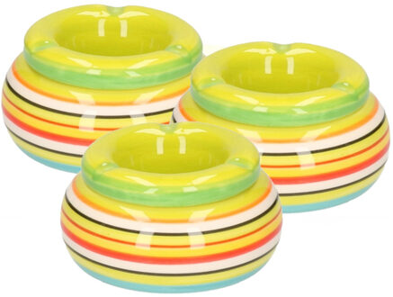 3x stuks asbak in mooie groene kleuren combinatie11 cm