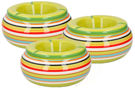 3x stuks asbak in mooie groene kleuren combinatie13 cm - Action products