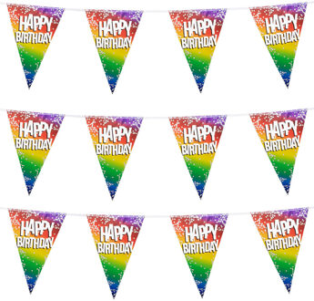 3x Stuks Boland PE vlaggenlijn - 6m - Happy birthday - Regenboog - Vlaggenlijnen Multikleur