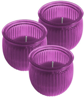 3x stuks citronella kaars 7,5 cm paars