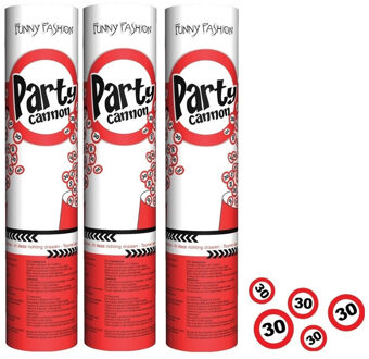 3x stuks confetti shooters/poppers 30 jaar feestartikelen versiering