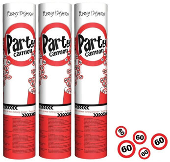3x stuks confetti shooters/poppers 60 jaar feestartikelen versiering - Confetti Multikleur