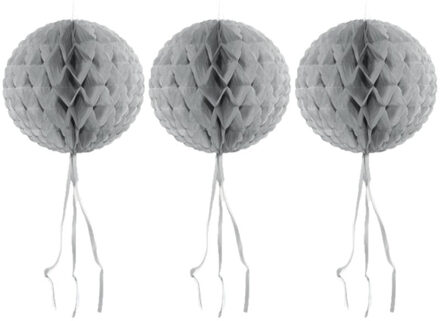 3x stuks decoratie honeycomb bol zilver 30 cm van papier