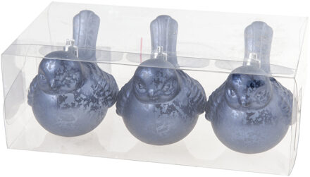 3x stuks decoratie vogels op clip blauw 10 cm