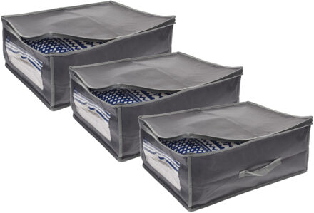 3x stuks dekbed/kussen opberghoezen grijs met venster 50 x 38 x 20 cm