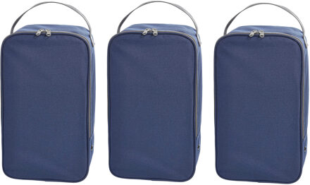 3x stuks donkerblauwe schoenentas/reistas 12 liter 38 x 21 x 15 cm