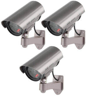 3x stuks dummy camera / beveiligingscamera met LED - Action products