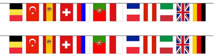 3x stuks europese landen vlaggetjes slinger/vlaggenlijn van 5 meter - Vlaggenlijnen Multikleur