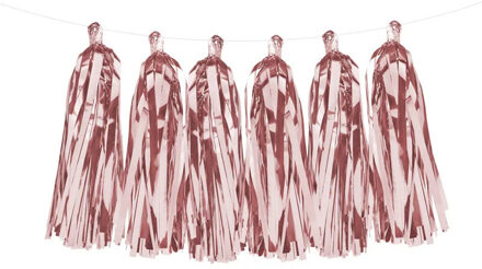 3x stuks feestslinger rose goud kwastjes slinger van 1,5 meter
