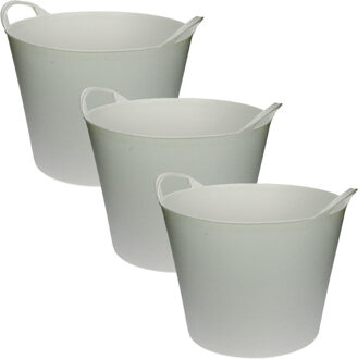 3x stuks flexibele emmers/wasmanden/kuipen wit 40 liter  - Opbergmand - Wasmand - Flexibele emmer