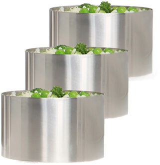 3x stuks garneerring RVS 9 cm - Keuken/bakplaat vormpjes