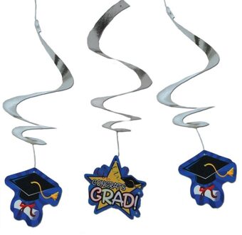 3x stuks Geslaagd feestartikelen hangdecoraties 50 cm