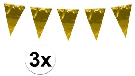 3x stuks glimmende vlaggenlijnen XL goud 10 meter