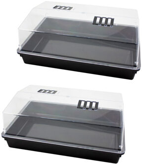 3x stuks grote kweekbakken/kweekkasten met deksel 24 x 59 x 39 cm