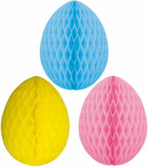 3x stuks hangende paaseieren deco versiering van papier 30 cm