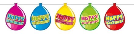 3x stuks Happy birthday verjaardag versiering ballon slingers va - Feestslingers Multikleur