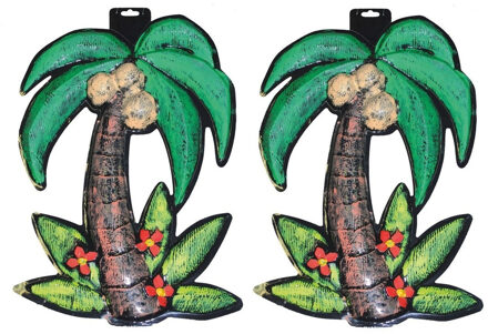 3x stuks hawaii wanddecoratie palmboom 50 cm van plastic