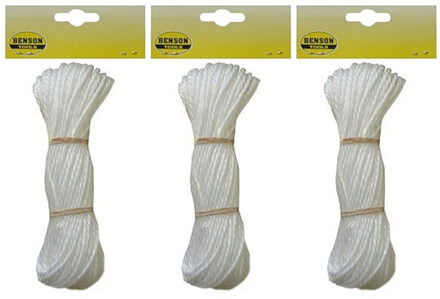 3x stuks hobby touw wit 25 meter 4 mm