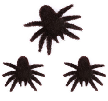 3x stuks horror griezel spinnen zwart 8 x 10 cm