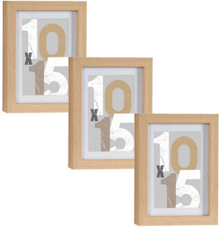 3x stuks houten fotolijst bruin geschikt voor een foto van 10 x 15 cm of 13 x 18 cm