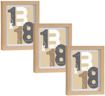 3x stuks houten fotolijst bruin geschikt voor een foto van 13 x 18 cm of 15 x 20 cm