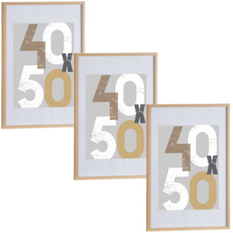 3x stuks houten fotolijst bruin geschikt voor een foto van 40 x 50 cm of 50 x 70 cm