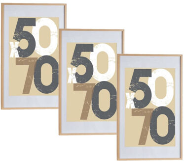 3x stuks houten fotolijst bruin geschikt voor een foto van 50 x 70 cm of 60 x 90 cm