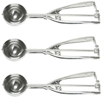 3x stuks ijs scheppen RVS ijsboltang - IJsscheppen