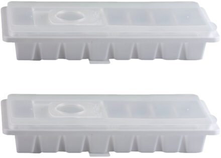 3x stuks ijsblokjes maken houders transparant met deksel 26 x 11 cm