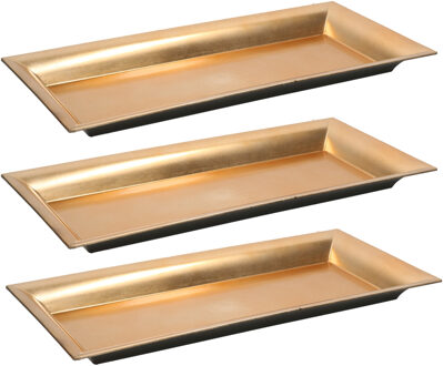 3x stuks kaarsenborden/plateaus goud 36 cm rechthoekig - Action products