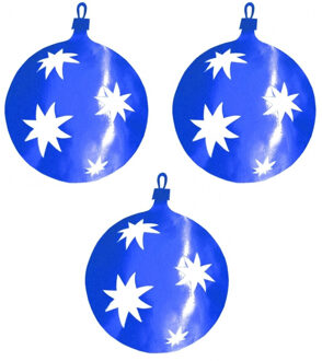 3x stuks kerstballen hangdecoratie blauw 40 cm van karton