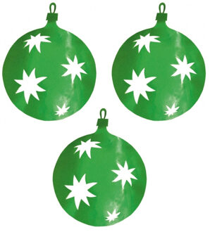 3x stuks kerstballen hangdecoratie groen 40 cm van karton