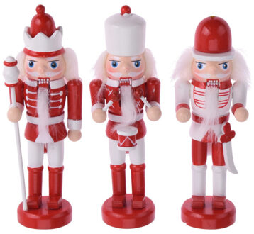 3x stuks kersthangers notenkrakers poppetjes/soldaten rood/wit 12,5 cm