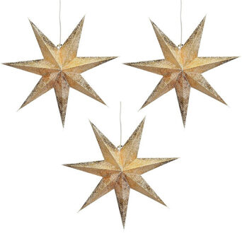 3x stuks kerstversiering gouden kerststerren 60 cm - Kerststerren Goudkleurig